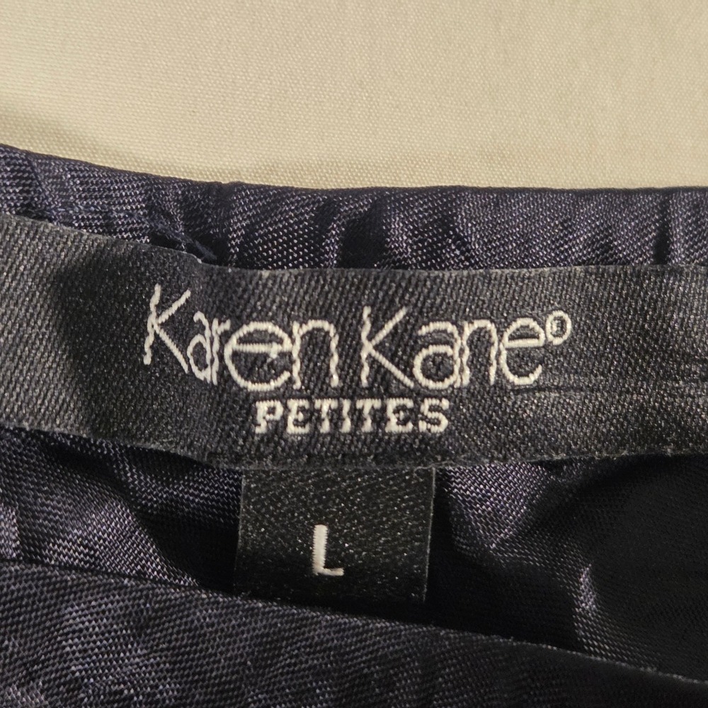 Vintage Karen Kane Women's Pull On Midi Skirt Size L Petite Dark Navy Blue - Picture 3 of 9